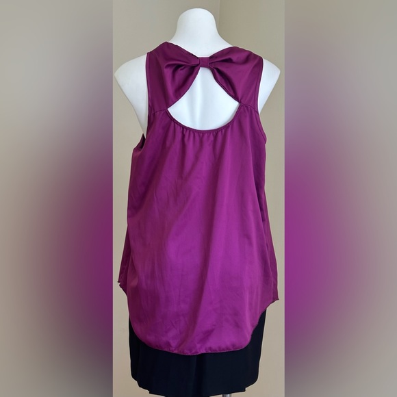 R. Marks New York Pink/Purple Delicate Satin Sleeveless Blouse Bow/Cut Out Sz.1X - Picture 2 of 13